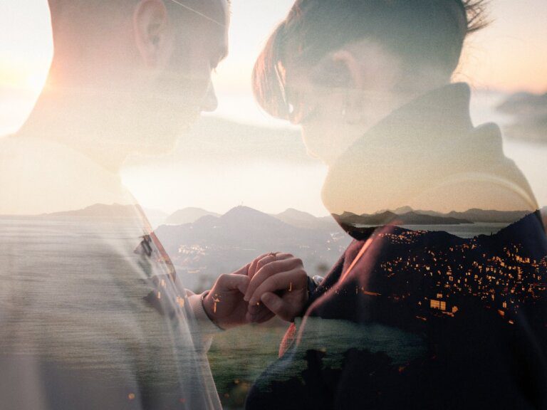 Elopement couple overlooking Dubrovnik from Mount Srđ